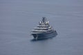 Luxury motor yacht on the ocean at sunset