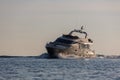luxury motor yacht sailing at sunset. Royalty Free Stock Photo