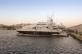 Luxury motorboat and yachts in Marina Zeas, Piraeus,Greece Royalty Free Stock Photo