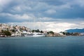 Luxury motorboats and yachts at the dock. Marina Zeas, Piraeus, Gr Royalty Free Stock Photo