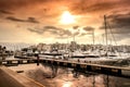 Luxury motorboats and yachts at the dock.Marina Zeas, Piraeus,Greece. Royalty Free Stock Photo