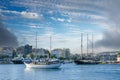 Luxury motorboats and yachts at Marina Zeas, in Piraeus port, Greece Royalty Free Stock Photo