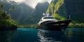 Luxury motoryacht on sea Royalty Free Stock Photo