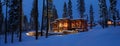 Luxury Mountain Home in Winter Panorama Royalty Free Stock Photo