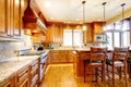 Luxury mountain home wood kitchen with island.