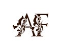 AF letter luxury beauty flourishes ornament monogram logo