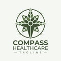 Luxury nature leaf human compass logo design. Organic compass health logo brand.