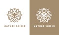 Luxury nature shield vector logo template monogram design