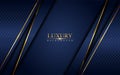 Luxury navy blue background combine with glowing golden lines. Overlap layer textured background