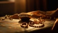 Luxury necklace on elegant table, antique gold generated by AI