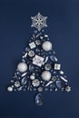 Luxury New Year tree made of crystal and silver Christmas decorations Royalty Free Stock Photo