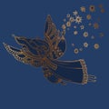 Luxury night blue and gold decorative girl angel Royalty Free Stock Photo