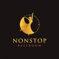 Luxury nonstop dancing logo vector icon, dancing in a clock logo vector icon, with gradient style