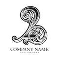 Luxury number 2 monogram logo outline