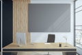 Luxury office interior with blank poster on wall