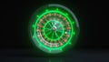 Luxury Online Casino Gambling Roulette Wheel 3D Realistic With Neon Green Lights - 3D Illustration Royalty Free Stock Photo