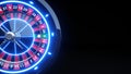 Luxury Online Casino Gambling Roulette Wheel 3D Realistic With Neon Lights - 3D Illustration Royalty Free Stock Photo