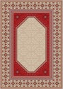 Luxury oriental carpet in beige tones with patterns of red, gray, and burgundy color