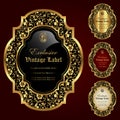 Luxury ornamental gold-framed labels - vector set