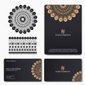 Elegant and luxury business card with mandala ornament. Luxury ornamental mandala background design Royalty Free Stock Photo