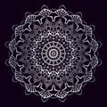 Luxury ornamental mandala design silver color on black background. Royalty Free Stock Photo