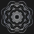 Luxury ornamental mandala design silver color on black background. Royalty Free Stock Photo