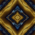 Luxury ornamental moire textured fluid liquid gold blue lines seamless pattern. Abstract digital vector background. Modern surface
