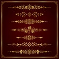 Luxury ornamental page dividers in gold - vector set