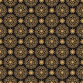 Luxury ornate background with golden round elements on black background