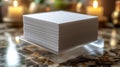 Luxury Paper Stack on Marble Table Generative AI Royalty Free Stock Photo