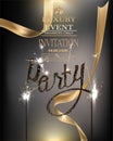 Luxury Party banner with elegand beautiful ribbons and sparkler letters.