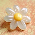 Luxury Pastel Yellow And White Daisy Flower Brooch On Yellow Background