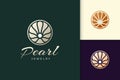 Luxury pearl logo in abstract and circle shape represent jewelry or beauty