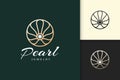 Luxury pearl logo in abstract and circle shape represent jewelry or beauty