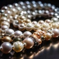 luxury pearl necklace close-up rare precious stone.