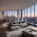 A luxury penthouse with a city skyline view, ultra-sharp Royalty Free Stock Photo