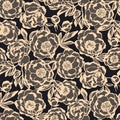 Luxury peony floral lace seamless pattern