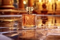 Luxury perfume bottle. Expensive fragrance in the spotlight. Royalty Free Stock Photo