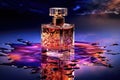Luxury perfume bottle. Expensive fragrance in the spotlight. Royalty Free Stock Photo