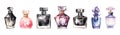 Luxury perfume bottles, watercolor illustration. Isolated designers bottle, fragrance for female and male. Decorative Royalty Free Stock Photo