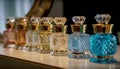 Luxury perfume collection in transparent bottles with shiny decoration generated by AI