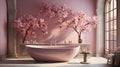 Luxury pink bathroom interior, 3d rendering mock up