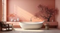 Luxury pink bathroom interior, 3d rendering mock up