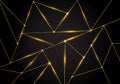 Luxury polygonal pattern and gold triangles lines with lighting on dark background. Geometric low polygon gradient shapes Royalty Free Stock Photo