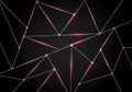 Luxury polygonal pattern and pink gold triangles lines with lighting on dark background. Geometric low polygon gradient shapes Royalty Free Stock Photo