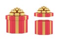Luxury polygonal wrapped red gift box with open and closed cap realistic 3d template vector Royalty Free Stock Photo