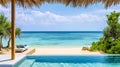 Luxury Pool Overlooking Serene Beach, ocean view, tropical foliage