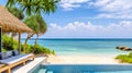 Luxury Pool Overlooking Serene Beach, ocean view, tropical foliage