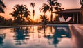 a luxury pool at sunset