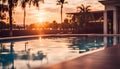 a luxury pool at sunset